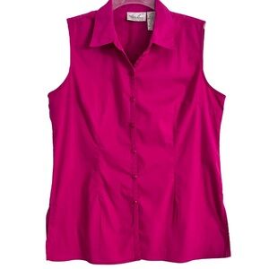 Kathie Lee Collection Size L (12-14) Pink Button Down Blouse Cotton Poly Spandex